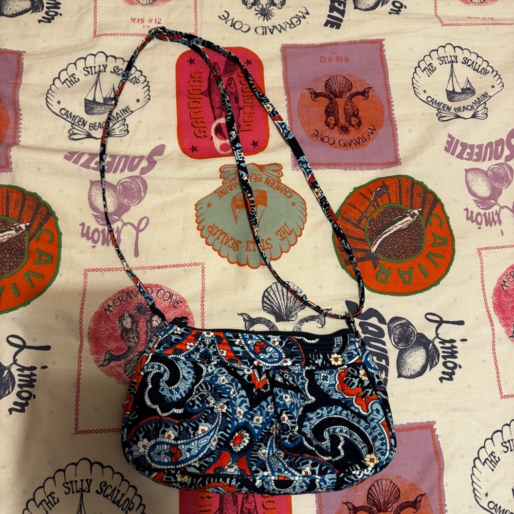 Vera Bradley Blue/Orange Paisley ‘Marrakesh’ Print Small Crossbody Bag NWOT